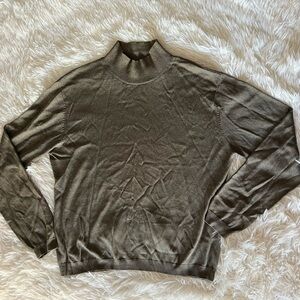 Vintage Barry Bricken 100% Silk Mock neck lightweight sweater olive green size L